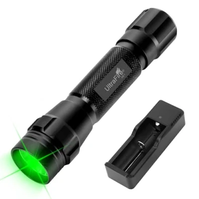 Imagen de ULTRAFIRE Linterna LED verde de 520 530 nm, luz caza verde, antorcha con batería y cargador, 656 pies para observación nocturna depredador cerdo, CG1
