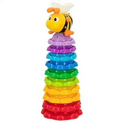 Imagen de Winfun 46686 Torre apilable musical abeja y girasoles, Torres apilables con música sonidos, Juguetes musicales educativos, Voz en español, A partir de 6 meses, Incluye pilas, Regalos infantiles