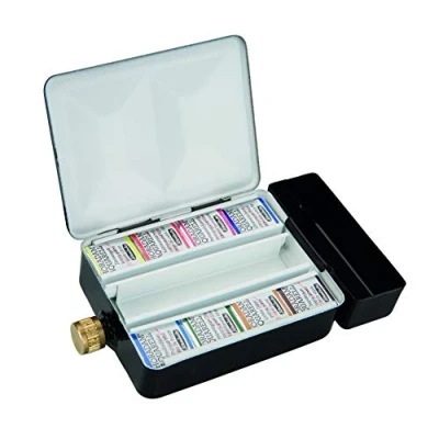Imagen de Schmincke HORADAM® AQUARELL Caja de Pintura pequeña con 8 Pinturas Acuarela más Finas y depósito Agua, 74 408 097, Metal, Viaje, x 1/2 Godets, Urban Sketching