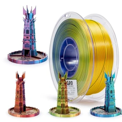 Imagen de ZIRO Filamento de seda triple Color para impresora 3D 1.75mm y bolígrafo 3D, PLA multicolor, 1kg(2.2lbs), la aurora