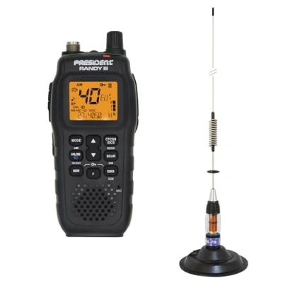 Imagen de Emisora de Radio CB President Randy III Am/FM + Antena PNI ML70 Kit, Longitud 70cm, 26 30MHz, 200W