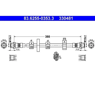 Imagen de ATE 83.6255 0353.3 Latiguillos de Freno 350 VOLKSWAGEN: TRANSPORTER 4, 4 Bus