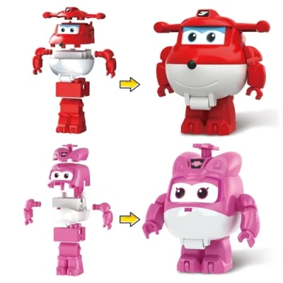 Imagen de Super Wings Wings2 in 1 Medium Blocks Transforming Figure Jett&amp;Dizzy (Alpha Group EC380512A)