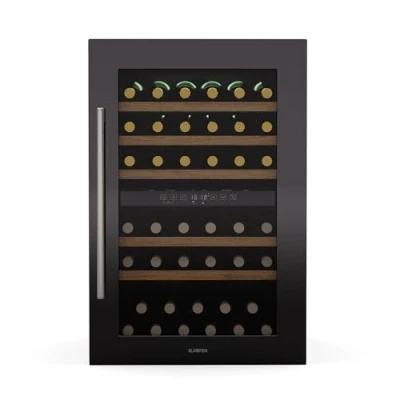 Imagen de Klarstein Vinsider 57 Duo Vinoteca 2 Zonas Botellas, 5 22C, 38 dB, Estantes de Madera, Integrable, Compresor, UV, 143 L, Nevera para Vinos