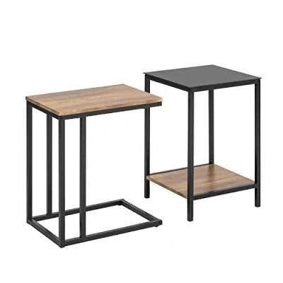Imagen de SoBuy Juego de 2 Mesas Auxiliares Nido Café para Salón Dormitorio Oficina 50 x 34,5 57 cm FBT99 F ES