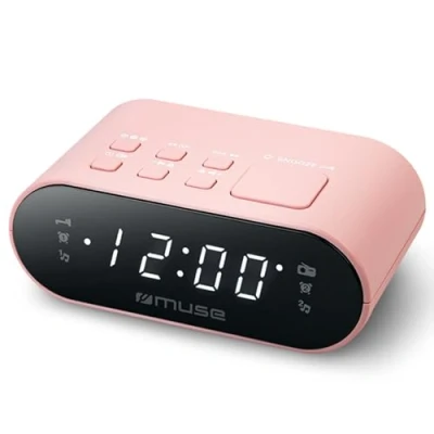 Imagen de MUSE M 10 CPK Radio Reloj Rosa. FM/PLL con 20 presintonias para emisoras de FM. Despertador por Radio. 24 Horas LED Blanco Gran tamaño e Intensidad Ajustable.