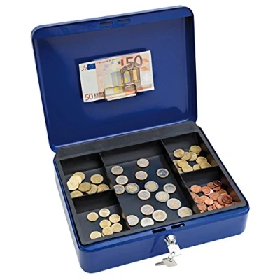 Imagen de Wedo 14520 Caja para dinero (20 x 16 9 cm, 5 compartimentos), color azul