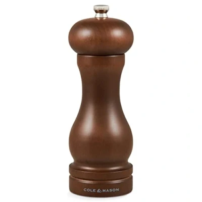 Imagen de Cole &amp; Mason HB0645P Forest Capstan Molinillo de Sal, Madera Oscura, Precision+/Molienda Ajustable, Haya Teñida, 165mm, Incluye 1 x Molino