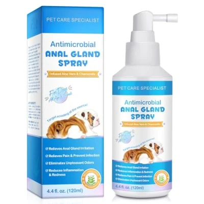 Imagen de Spray glándulas anales para perros 120 ml Calma rápidamente la irritación de las y alivia el picor,Detiene manoseo,Elimina los olores persistentes,Alivia dolor picor