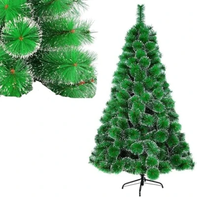 Imagen de ARBOL de Navidad Pleagable Robusto Apariencia Pino Real Aguja Pino, Artificial Verde con Soporte Metal Facil Montaje (150cm 150Tips, Nieve)