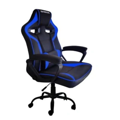 Imagen de INFINITON Silla Gaming GSEAT TS Blue, Ajuste en Altura controlado por pistón de Gas Clase 4, Esqueleto Aluminio, Cojín Lumbar y reposacabezas Espuma Moldeada Ajustable, Azul