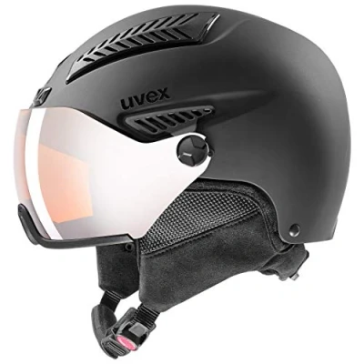 Imagen de uvex hlmt 600 visor, casco de esquí robusto unisex, con visera, ajuste talla individualizado, black matt, 55 57 cm