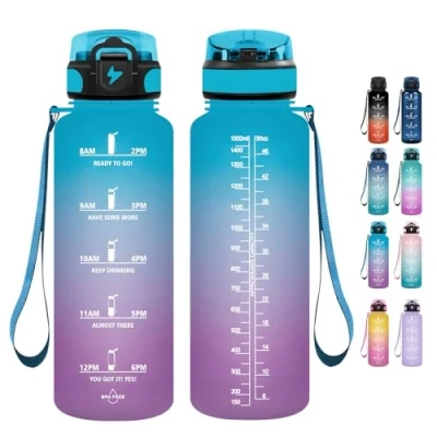 Imagen de Grsta Botella agua 1500ML de Deportiva, Gimnasio, a Prueba Fugas y no BPA, Gym M con Pajita para Camping, Ciclismo, Escuela