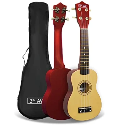 Imagen de 3rd Avenue Ukulele soprano para principiantes de 21 pulgadas Avenue, Natural, Funda transporte