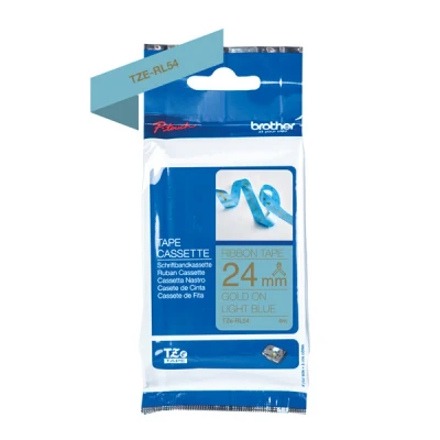 Imagen de Brother TZe RL54 Cinta de etiquetado, oro sobre azul claro, 24 mm (ancho) x 4 m (largo)