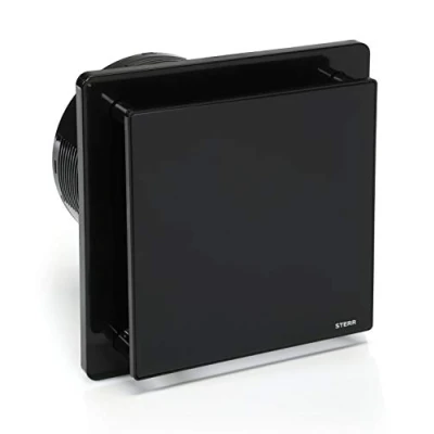 Imagen de STERR BFS150T B Ventilador de baño negro 150 mm con temporizador, extractor cristal, aspecto moderno, 25 W