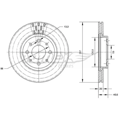 Imagen de TOMEX brakes Disco de freno FIAT: Punto II Hatchback, Doblo I Familiar, Cargo, LANCIA: DELTA 2, ALFA ROMEO: 145, 155, 146 TX 70 42 0060806137