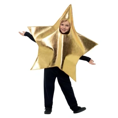 Imagen de Smiffys Disfraz de estrella brillante, Dorado, con tabardo. Ideal para edades hasta los 7 años