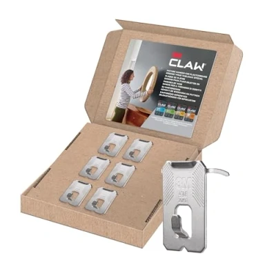 Imagen de 3M CLAW Ganchos Para Colgar Cuadros en paredes de yeso, 6 fijar objetos pesados, Espejos, Decoración del hogar Sin herramientas Soporta hasta: 20kg