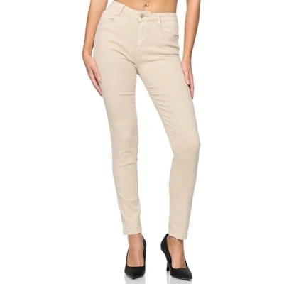 Imagen de Elara Pantalones para Mujer Jeans Elástico Chunkyrayan G09 15 Beige 34 (XS)
