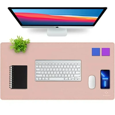 Imagen de K KNODEL Alfombrilla de Escritorio, Tapete Escritoriode Oficina, Vade para Escritorio Hecho Cuero PVC, del Ordenador portátil, Doble Cara (40 x 80cm, Rosado)