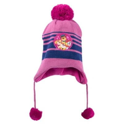 Imagen de Gorro de Punto Paw Patrol para niña Invierno Infantil con Borla Rosa/Azul