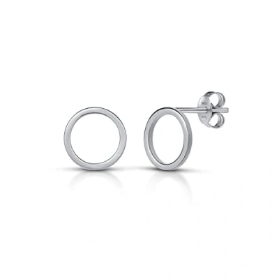 Imagen de Amberta Pendientes de Botón Minimalistas para Mujer en Plata Ley 925: Círculo Mediano
