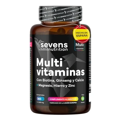 Imagen de Vitaminas para el Cansancio Multivitaminas Hombre y Mujer Con Minerales Ginseng 365 Comprimidos Complejo Multivitamínico Completo Biotina, Hierro, Magnesio Zinc Sevens