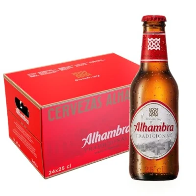 Imagen de Alhambra Tradicional, Pack de 24 Botellas x 25cl, Cerveza Lager Suave y Amargor Bajo, 4.6% Alcohol