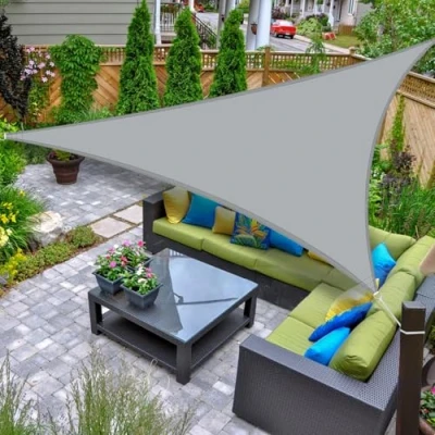 Imagen de AXT SHADE Toldo Vela de Sombra Impermeable Triangular 3x3x3m Protección Rayos UV para Exterior Terraza Patio Jardín Gris Claro