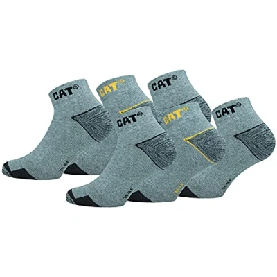 Imagen de CAT Caterpillar 6 Pares calcetines bajos, hombre, reforzados en el talón y la punta, Algodón (Gris Melange, 35 37)