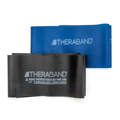 Imagen de TheraBand Professional Latex Resistance Bands For Upper Body, Lower and Core Exercise, Physical Therapy, Pilates, At Home Workouts, Rehab, Assorted Resistances 20413, Blue/Black Advanced Set