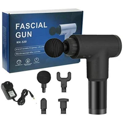 Imagen de Pistola de masaje, masajeador tejido profundo percusión manual para dolor muscular y rigidez, vibración alta intensidad 6 velocidades, incluye 4 cabezales profesionales (negro)