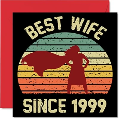 Imagen de Tarjeta de 24 aniversario para esposa marido, mejor desde 1999, regalos con texto en inglés &quot;I Love You&quot;, tarjetas feliz boda pareja, felicitación