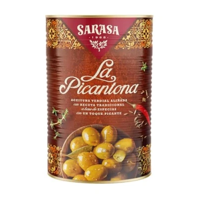 Imagen de &quot; LA PICANTONA&quot; SARASA SABROSAS ACEITUNAS ALIÑADAS CON RECETAS TRADICIONALES (1 LATA, PESO NETO 4200g (PESO ESCURRIDO 2500))