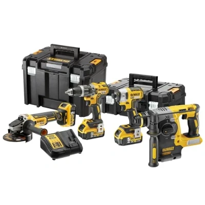 Imagen de DEWALT DCK422P3T QW KIT XR 18V = DCD796 Taladro Percutor + DCF887 Atornillador Impacto DCG405 Amoladora DCH273 Martillo 3 Baterías Li Ion 5,0Ah TSTAK II VI