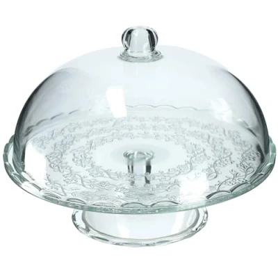 Imagen de KADAX Soporte para tartas con tapa, plato transparente pie, elegante de cristal tartas, campana cristal, resistente servir (redondo 29 cm diámetro)