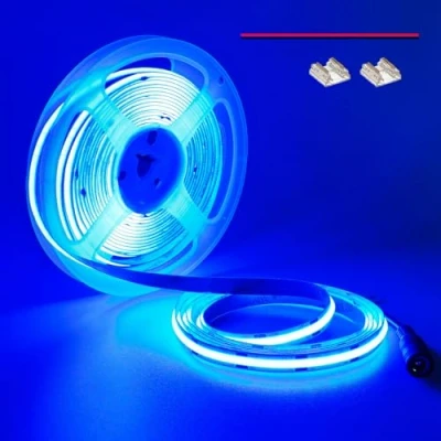 Imagen de TOPAI 12V Tira LED COB Azul 460nm Flexible 5M Alta Densidad 480LED/M Brillo Alto 1500Lm IP20 No impermeable Iluminación interior y luces decorativas