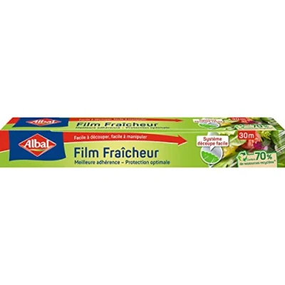 Imagen de Albal Película de frescura 30 m elástica Mantiene la los alimentos Adherente 70% recursos reciclados