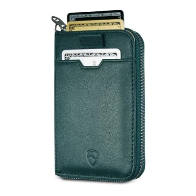 Imagen de Vaultskin Notting Hill Cartera Minimalista con Cremallera y protección RFID para Tarjetas Monedas Efectivo (Verde Alpino)