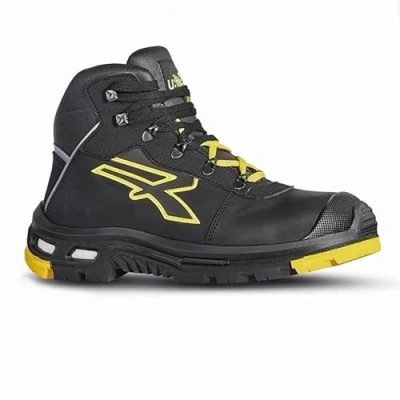 Imagen de Upower RL10524 Linea BAU &amp; BUILDING Modelo COSMO Zapatos Altos de Seguridad, S3 HRO HI SRC CI, Negro/Amarillo, 39 Tamaño