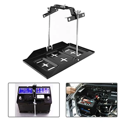 Imagen de soporte para batería de 12 V, coche, universal ajustable, kit ajustable metal autocaravana coche o barco