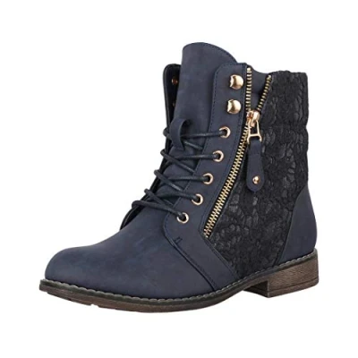 Imagen de Elara Botines Mujer Botas de Trabajo Chunkyrayan B9812 KB Dunkelblau 36