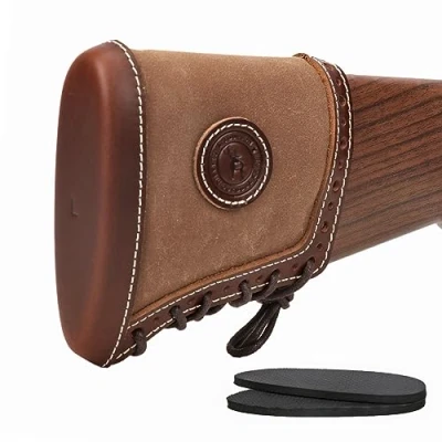 Imagen de Tourbn Almohadillas de cera lona y cuero retroceso para rifle escopeta almohadilla stock ajustable Buttsotck cubierta