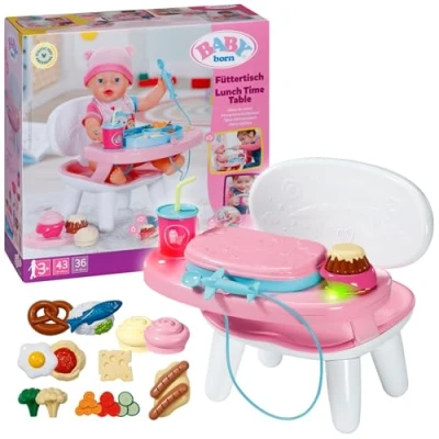 Imagen de BABY born Mesa de alimentación con función luz y Sonido, más 10 Platos Bebidas Diferentes para muñecos 43 cm, 837009 Zapf Creation