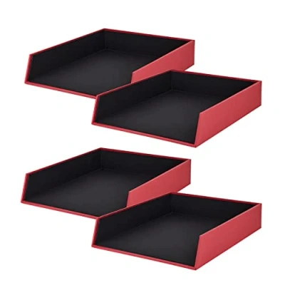 Imagen de Rössler Papier 1335452360 4 S.O.H.O Cesta archivadora para DIN A4, roja, piezas, bandejas apilables, bandeja cartas 26 x 6 32 cm