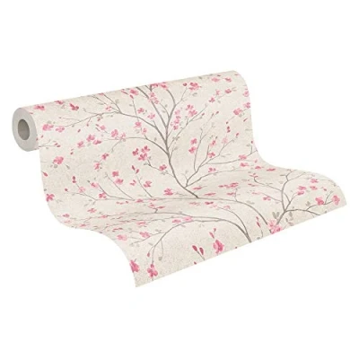 Imagen de Papel pintado Flores Mio Tokio Metropolitan Stories 2 A.S. Création tejido no 10.05 m x 0.53 Marrón Rosa Blanco Fabricado en Alemania 379121 37912 1