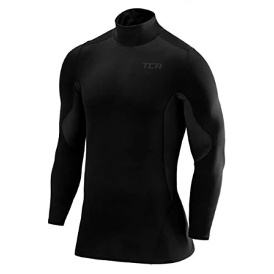 Imagen de TCA Hombre SuperThermal Top Interior Térmico Da Manga Larga Compression Base Layer Cuello Alto Negro/Gris Claro (Vieja), XXL