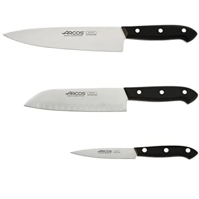Imagen de Arcos Juego Cuchillos Cocina Profesionales Profesional Set Mango Negro (3 Piezas)