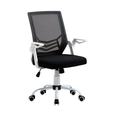 Imagen de Vinsetto Silla de Oficina Ergonómica Malla con Altura Ajustable Reposabrazos Abatible Soporte Lumbar Transpirable para Adolescentes Adultos 62,5x55x94 104 cm Negro